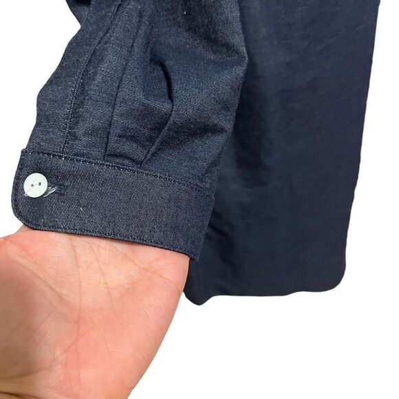 Rag & Bone Mini Dress Off-The-Shoulder Small Dark Blue Chambray - Picture 6 of 14